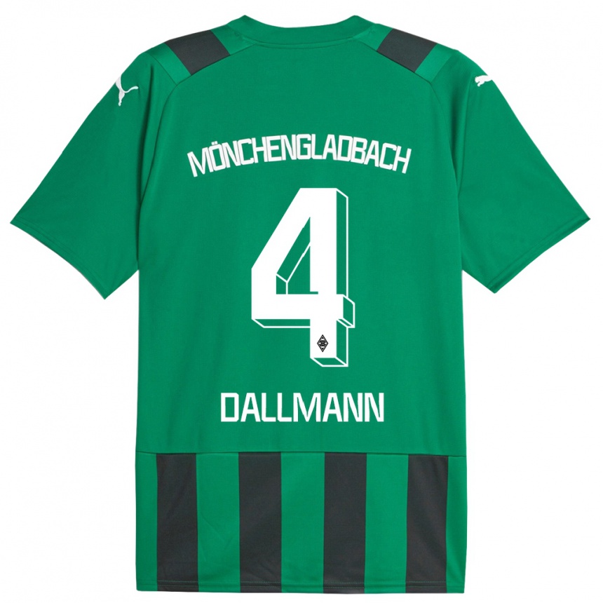 Kinder Fußball Pauline Dallmann #4 Schwarz Grün Auswärtstrikot Trikot 2023/24 T-Shirt Luxemburg