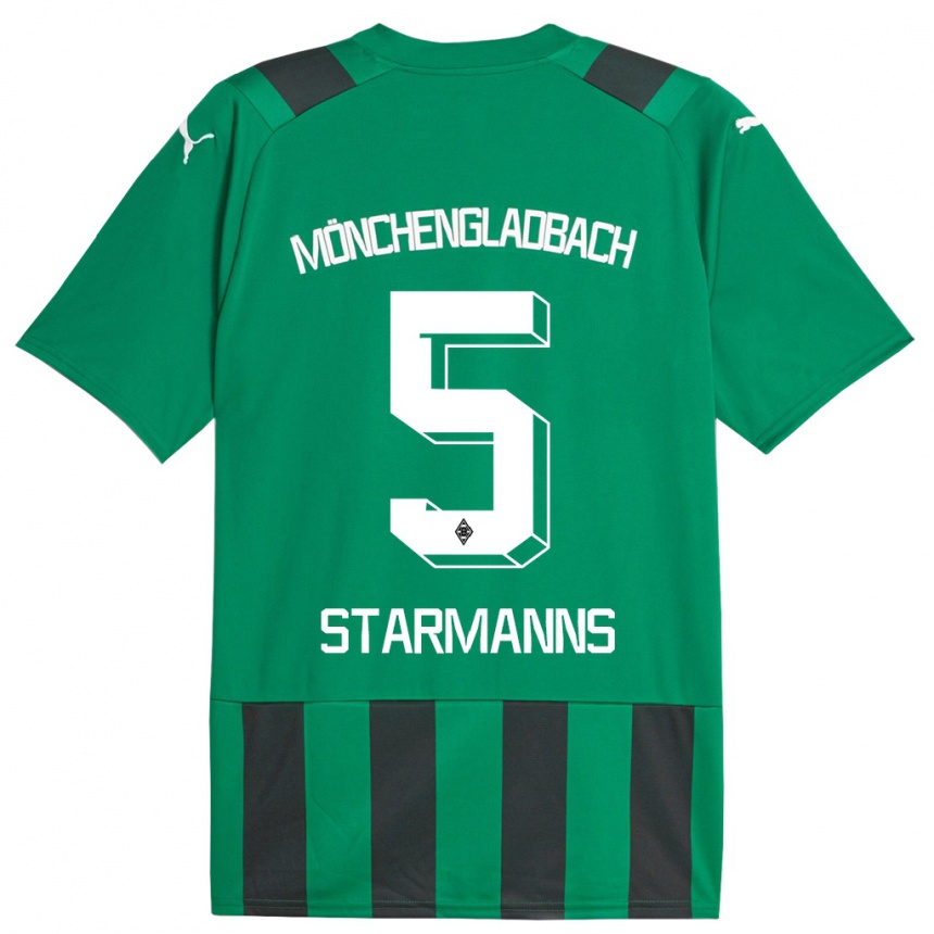 Kinder Fußball Sandra Starmanns #5 Schwarz Grün Auswärtstrikot Trikot 2023/24 T-Shirt Luxemburg