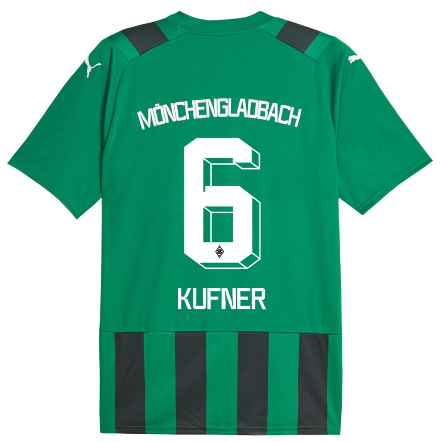Kinder Fußball Anne-Catherine Kufner #6 Schwarz Grün Auswärtstrikot Trikot 2023/24 T-Shirt Luxemburg