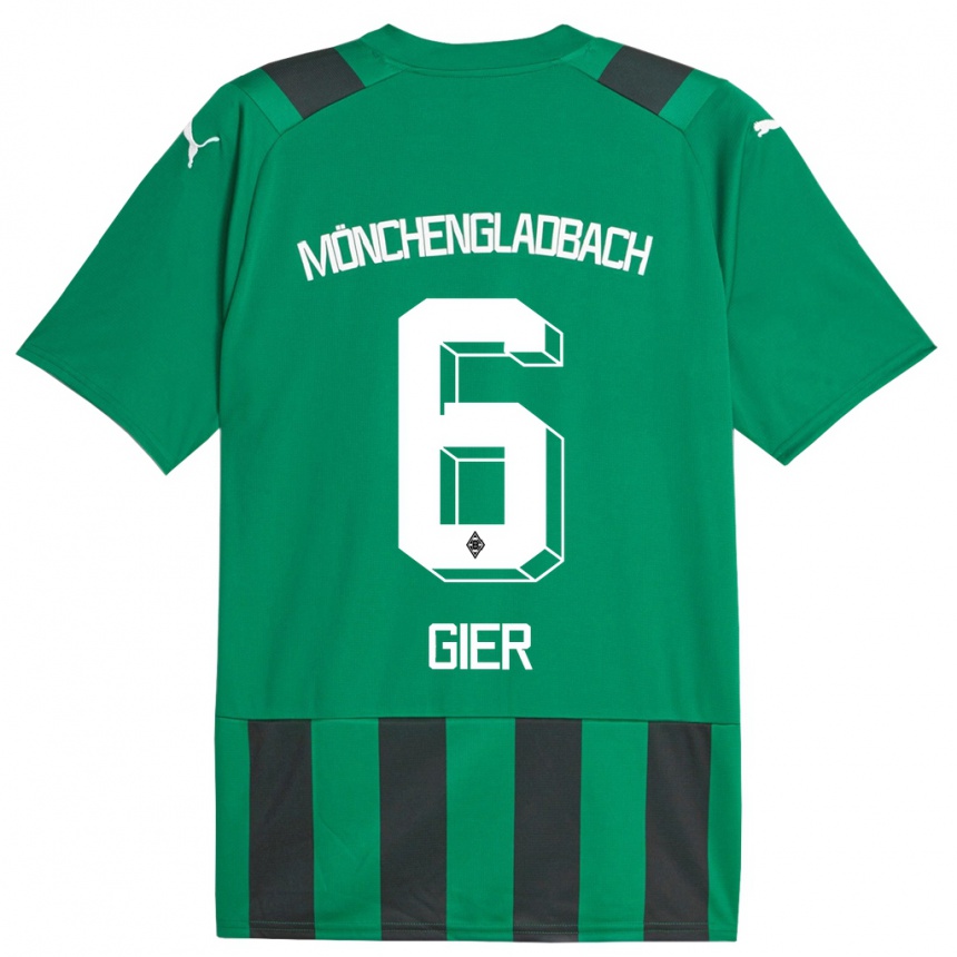 Kinder Fußball Madeline Gier #6 Schwarz Grün Auswärtstrikot Trikot 2023/24 T-Shirt Luxemburg