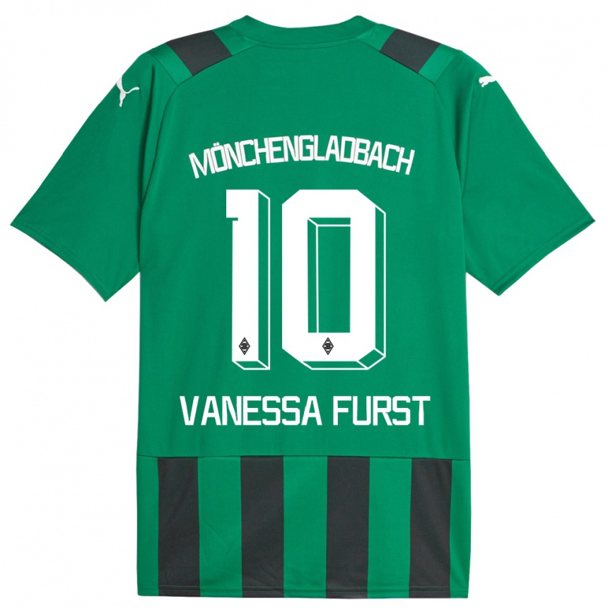 Kinder Fußball Vanessa Fürst #10 Schwarz Grün Auswärtstrikot Trikot 2023/24 T-Shirt Luxemburg