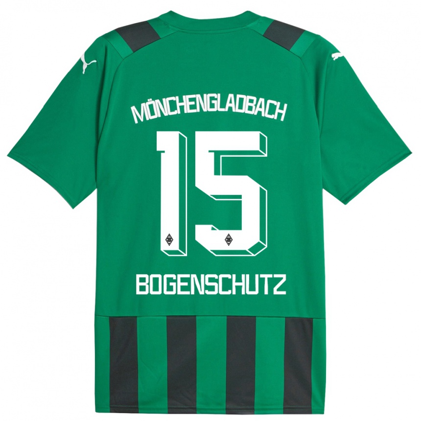 Kinder Fußball Kerstin Bogenschutz #15 Schwarz Grün Auswärtstrikot Trikot 2023/24 T-Shirt Luxemburg