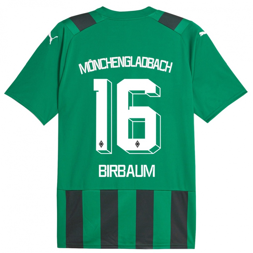 Kinder Fußball Anne Birbaum #16 Schwarz Grün Auswärtstrikot Trikot 2023/24 T-Shirt Luxemburg