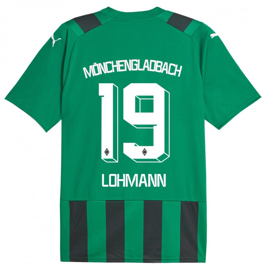 Kinder Fußball Mona Lohmann #19 Schwarz Grün Auswärtstrikot Trikot 2023/24 T-Shirt Luxemburg