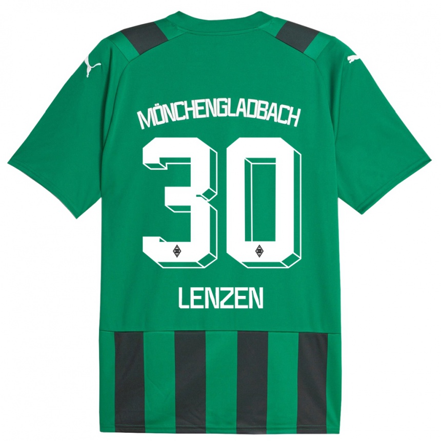 Kinder Fußball Hannah Lenzen #30 Schwarz Grün Auswärtstrikot Trikot 2023/24 T-Shirt Luxemburg