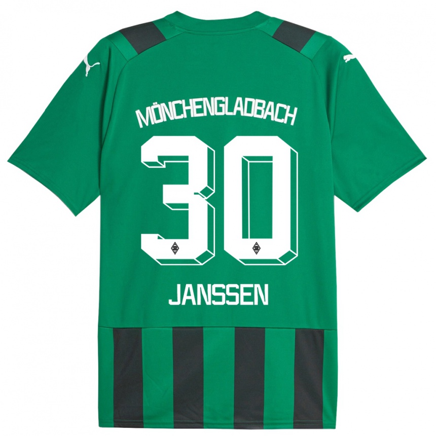 Kinder Fußball Annalena Janssen #30 Schwarz Grün Auswärtstrikot Trikot 2023/24 T-Shirt Luxemburg