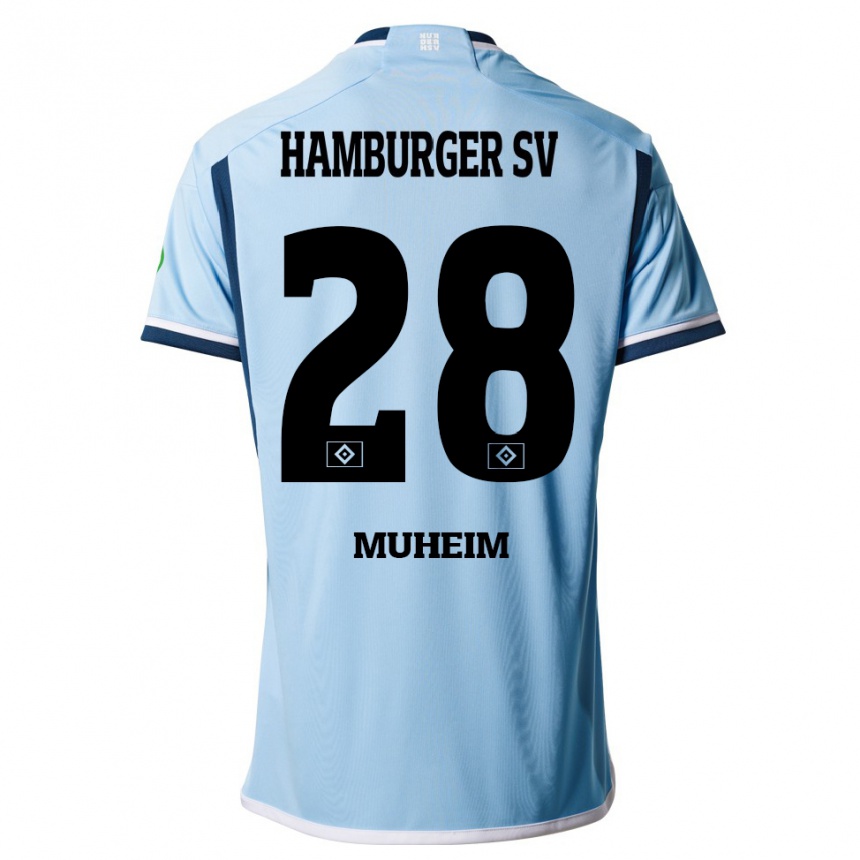 Kinder Fußball Miro Muheim #28 Blau Auswärtstrikot Trikot 2023/24 T-Shirt Luxemburg