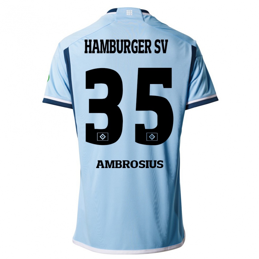 Kinder Fußball Stephan Ambrosius #35 Blau Auswärtstrikot Trikot 2023/24 T-Shirt Luxemburg