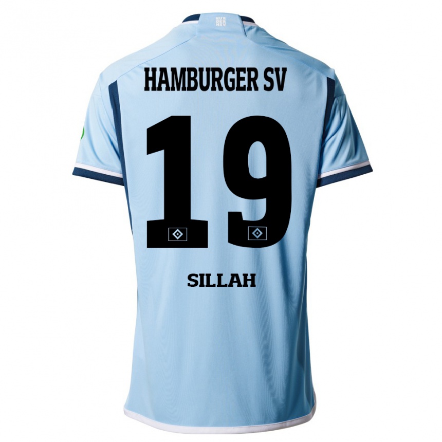 Kinder Fußball Omar Sillah #19 Blau Auswärtstrikot Trikot 2023/24 T-Shirt Luxemburg