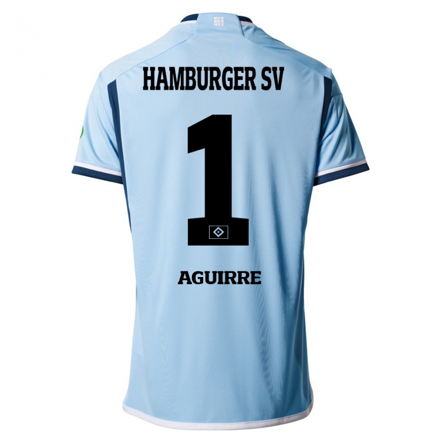 Kinder Fußball José Aguirre #1 Blau Auswärtstrikot Trikot 2023/24 T-Shirt Luxemburg