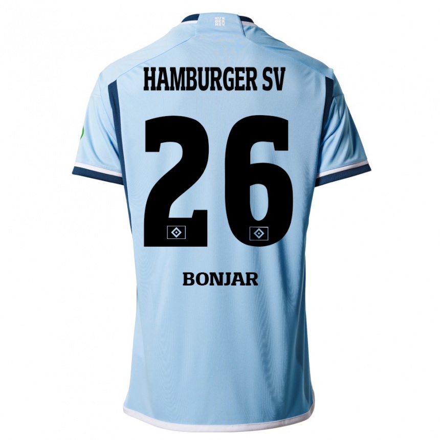 Kinder Fußball Amir Bonjar #26 Blau Auswärtstrikot Trikot 2023/24 T-Shirt Luxemburg