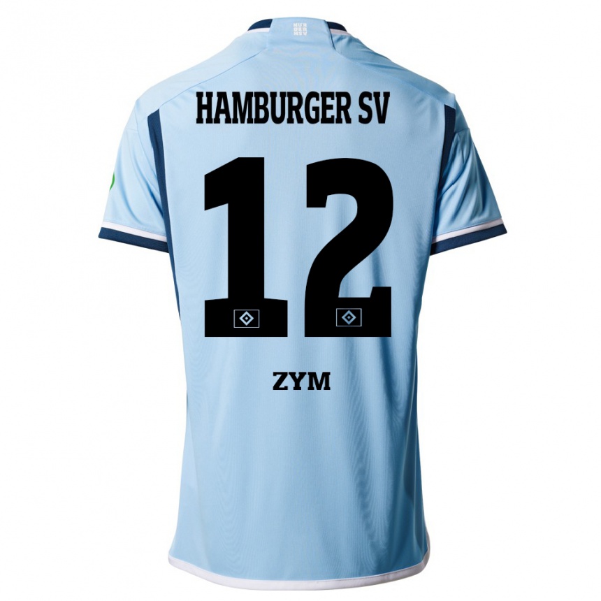 Kinder Fußball Marcel Zym #12 Blau Auswärtstrikot Trikot 2023/24 T-Shirt Luxemburg