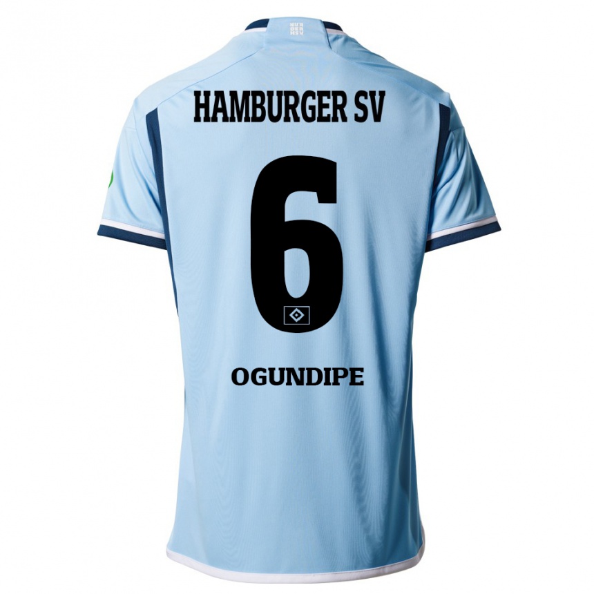 Kinder Fußball Alina Ogundipe #6 Blau Auswärtstrikot Trikot 2023/24 T-Shirt Luxemburg