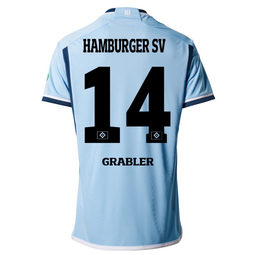 Kinder Fußball Lukne Gräßler #14 Blau Auswärtstrikot Trikot 2023/24 T-Shirt Luxemburg