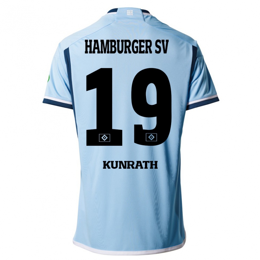 Kinder Fußball Lina Kunrath #19 Blau Auswärtstrikot Trikot 2023/24 T-Shirt Luxemburg