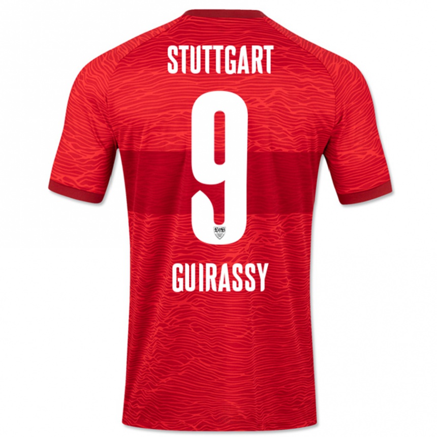 Kinder Fußball Serhou Guirassy #9 Rot Auswärtstrikot Trikot 2023/24 T-Shirt Luxemburg