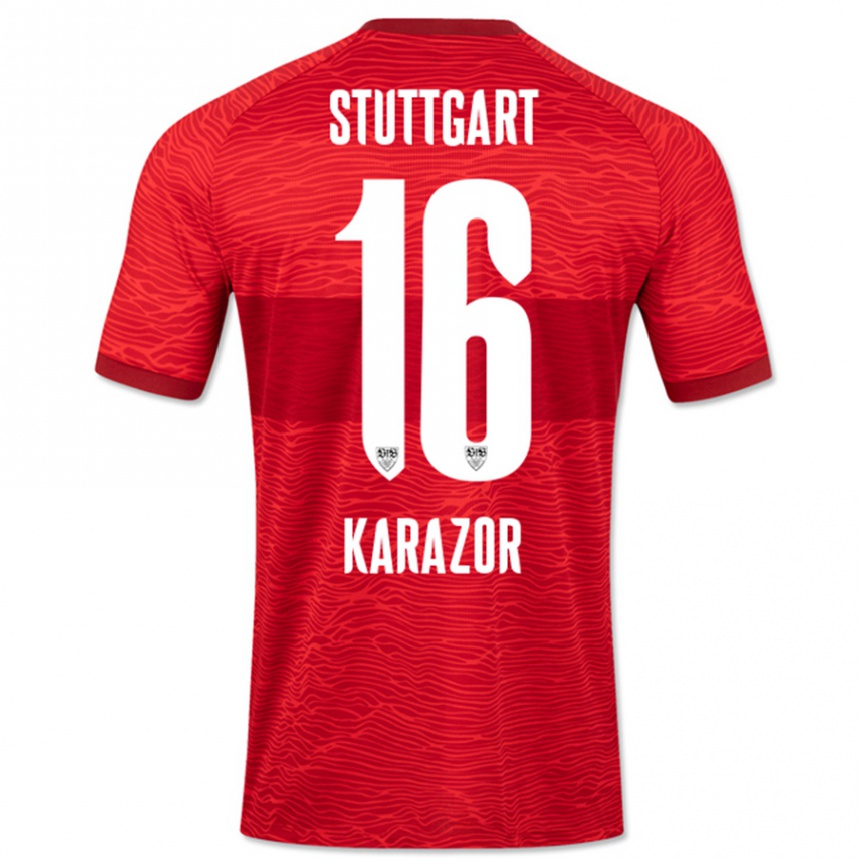 Kinder Fußball Atakan Karazor #16 Rot Auswärtstrikot Trikot 2023/24 T-Shirt Luxemburg