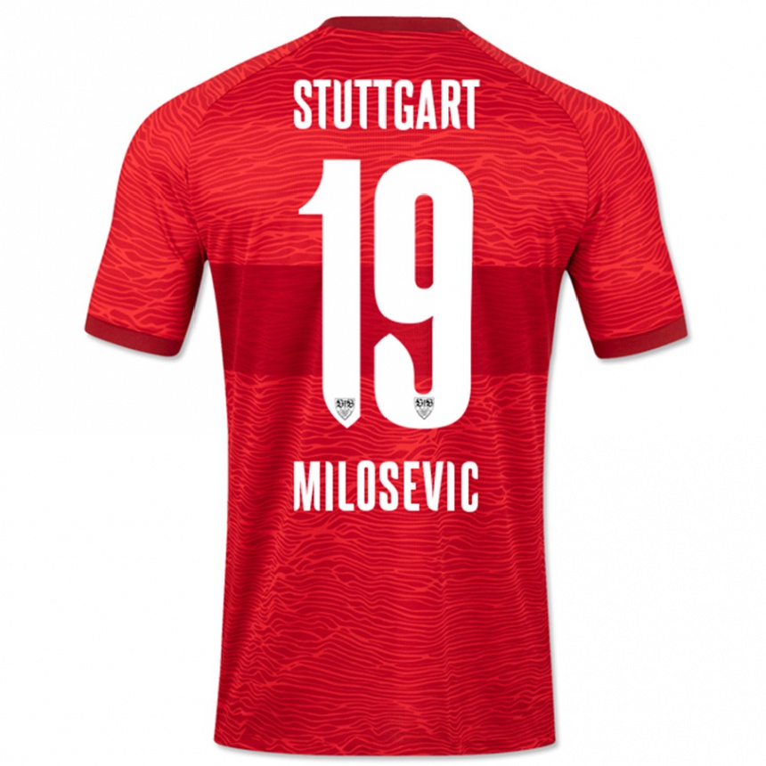 Kinder Fußball Jovan Milosevic #19 Rot Auswärtstrikot Trikot 2023/24 T-Shirt Luxemburg