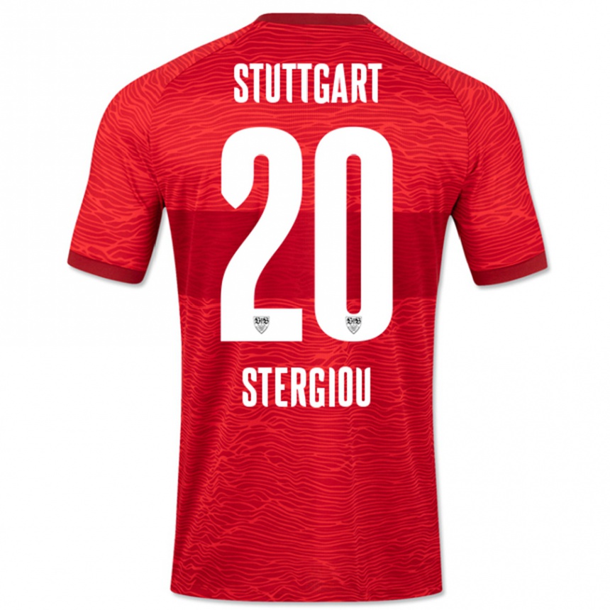 Kinder Fußball Leonidas Stergiou #20 Rot Auswärtstrikot Trikot 2023/24 T-Shirt Luxemburg