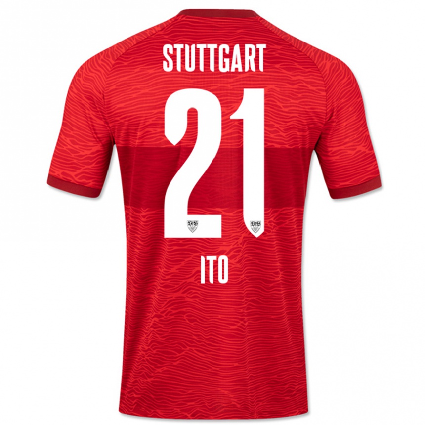 Kinder Fußball Hiroki Ito #21 Rot Auswärtstrikot Trikot 2023/24 T-Shirt Luxemburg