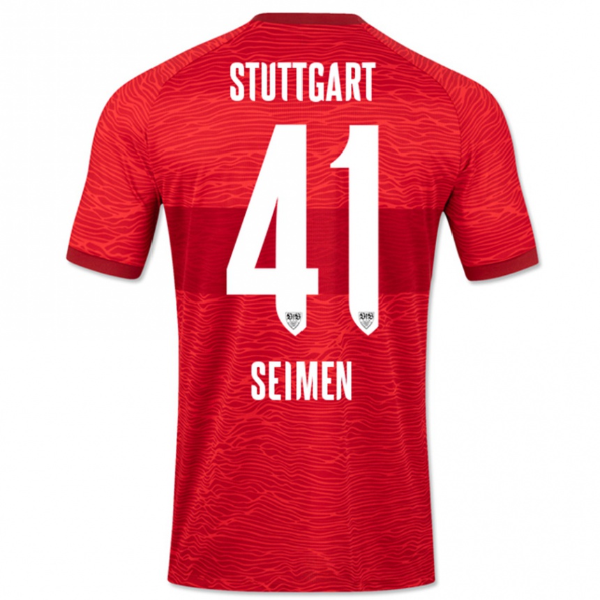 Kinder Fußball Dennis Seimen #41 Rot Auswärtstrikot Trikot 2023/24 T-Shirt Luxemburg