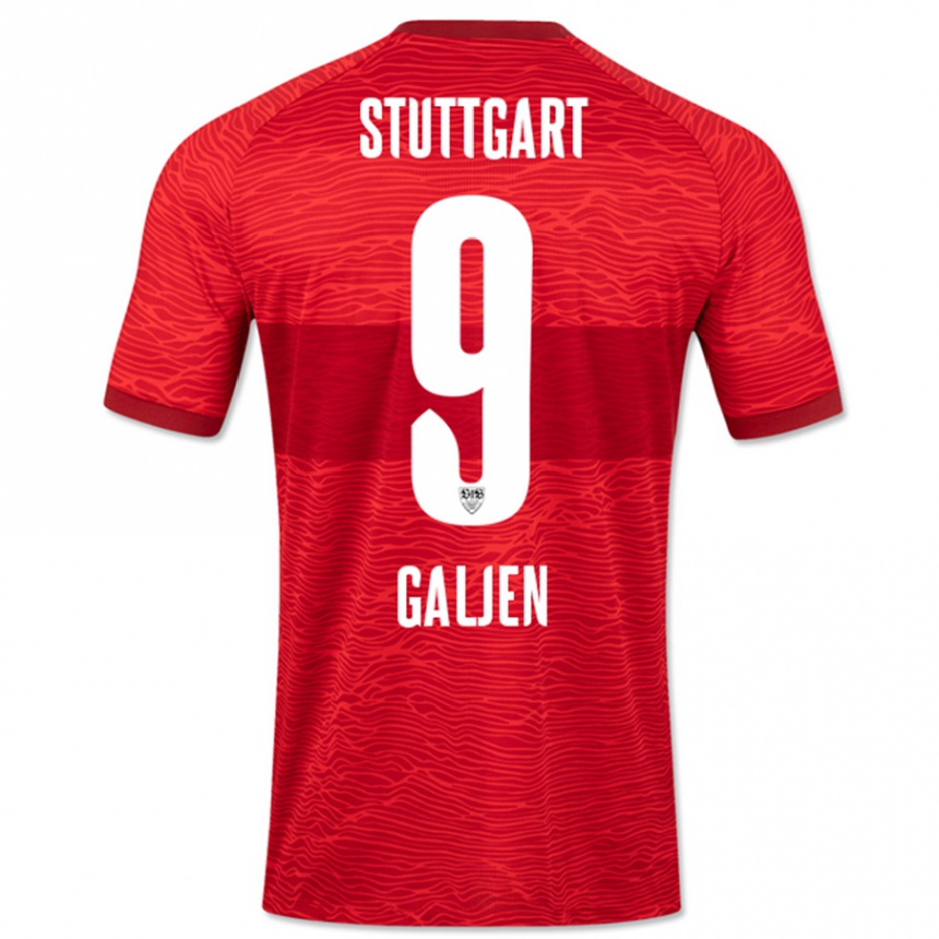 Kinder Fußball Dejan Galjen #9 Rot Auswärtstrikot Trikot 2023/24 T-Shirt Luxemburg