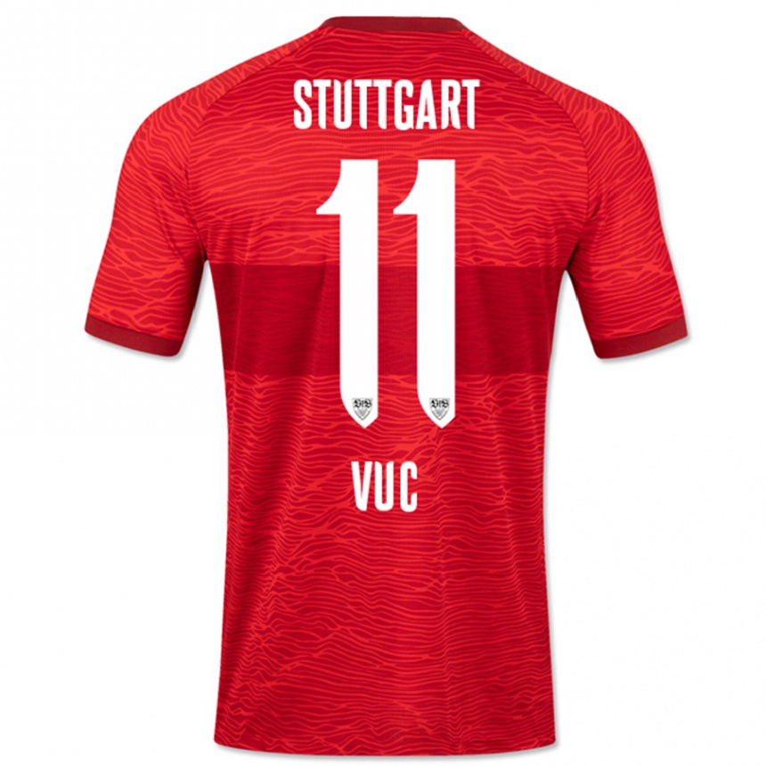 Kinder Fußball Patrick Vuc #11 Rot Auswärtstrikot Trikot 2023/24 T-Shirt Luxemburg