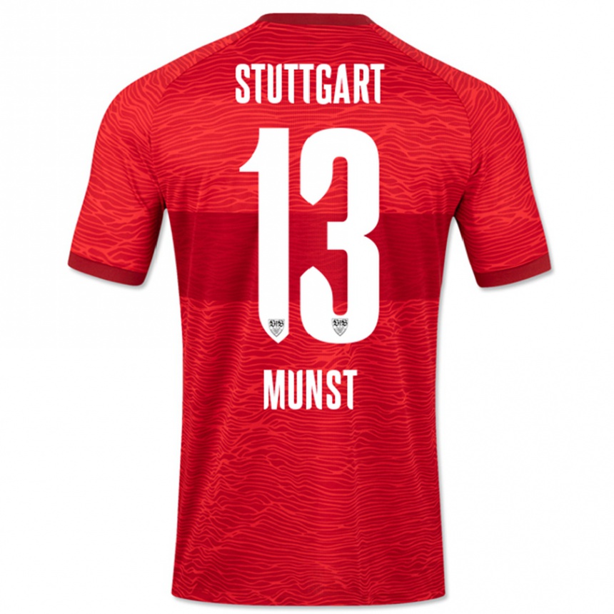 Kinder Fußball Leonhard Münst #13 Rot Auswärtstrikot Trikot 2023/24 T-Shirt Luxemburg