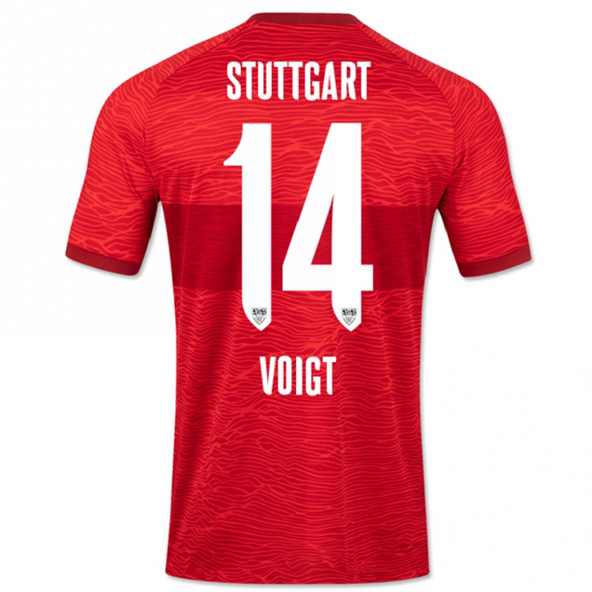 Kinder Fußball Max Voigt #14 Rot Auswärtstrikot Trikot 2023/24 T-Shirt Luxemburg