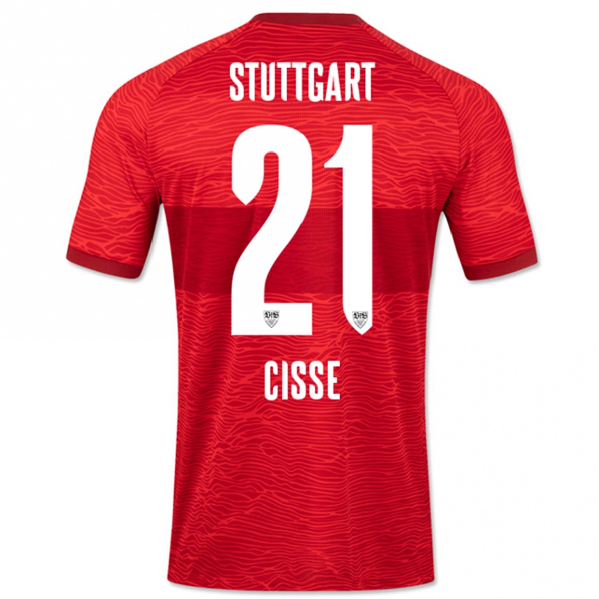 Kinder Fußball Moussa Cissé #21 Rot Auswärtstrikot Trikot 2023/24 T-Shirt Luxemburg