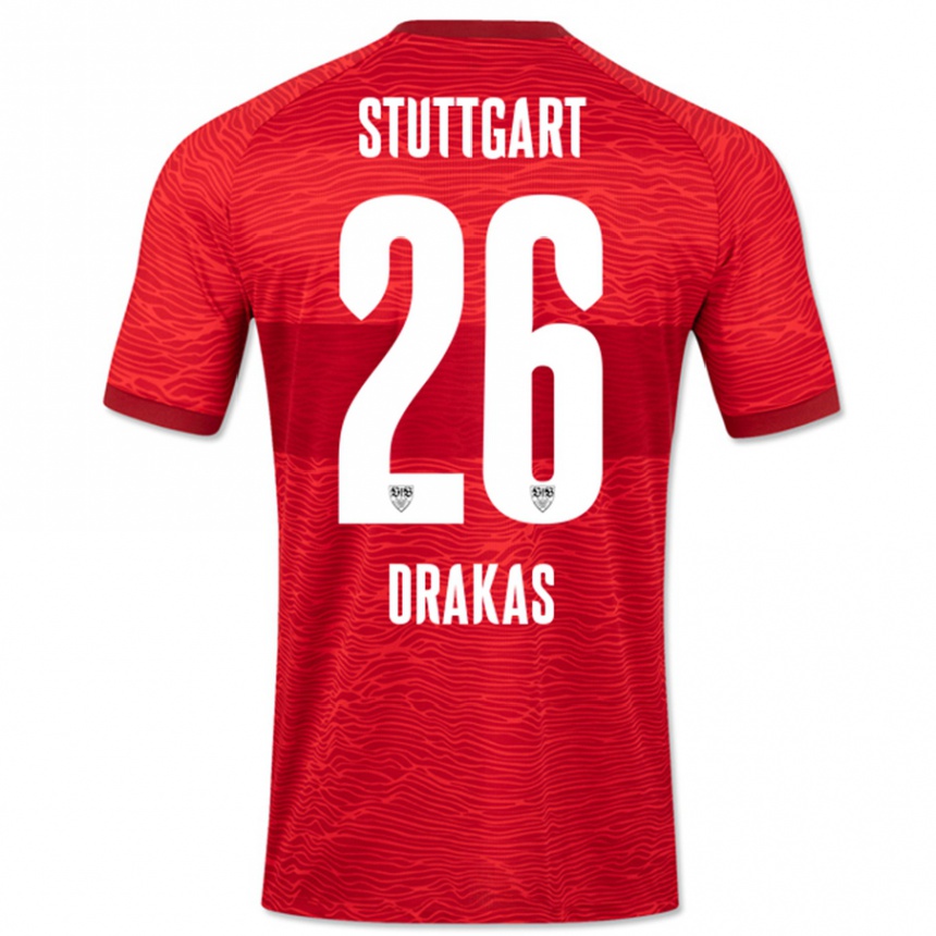 Kinder Fußball Babis Drakas #26 Rot Auswärtstrikot Trikot 2023/24 T-Shirt Luxemburg