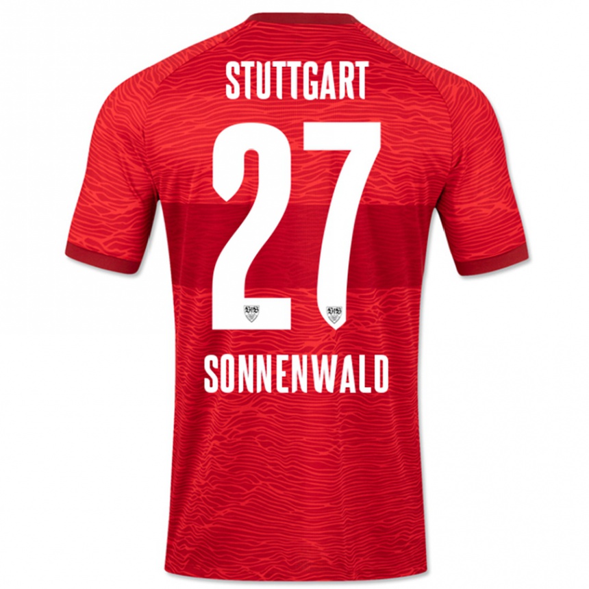 Kinder Fußball Lukas Sonnenwald #27 Rot Auswärtstrikot Trikot 2023/24 T-Shirt Luxemburg