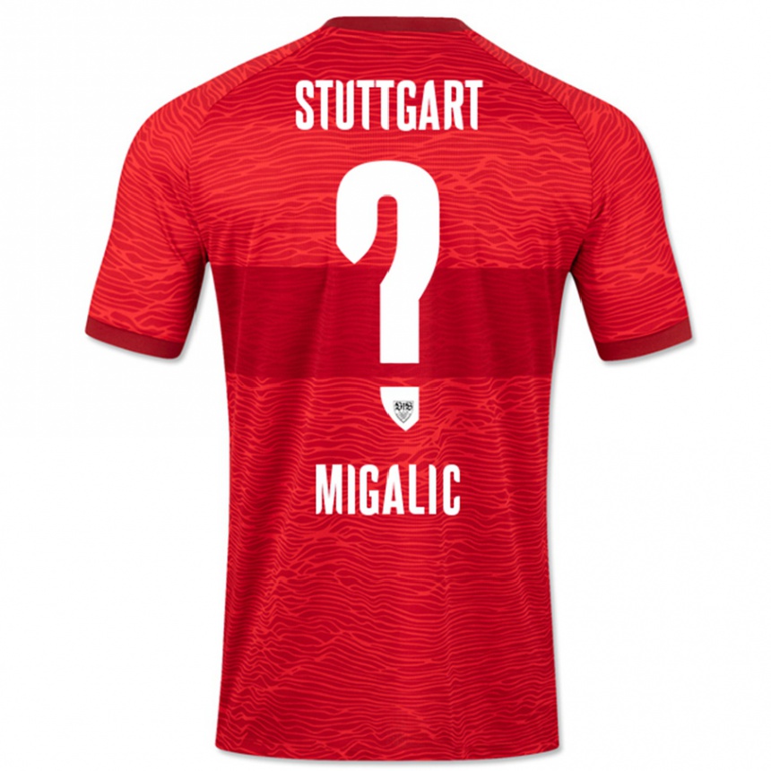 Kinder Fußball Dorian Migalic #0 Rot Auswärtstrikot Trikot 2023/24 T-Shirt Luxemburg