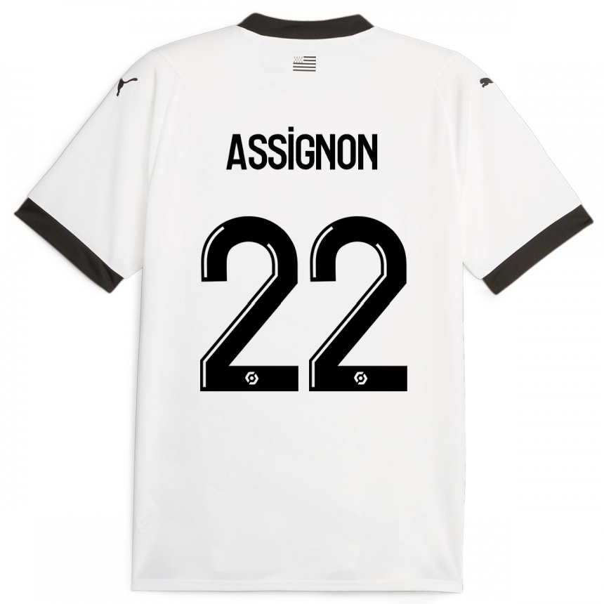 Kinder Fußball Lorenz Assignon #22 Weiß Auswärtstrikot Trikot 2023/24 T-Shirt Luxemburg