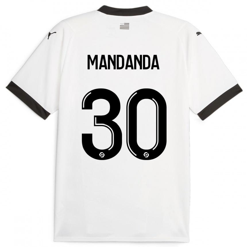 Kinder Fußball Steve Mandanda #30 Weiß Auswärtstrikot Trikot 2023/24 T-Shirt Luxemburg