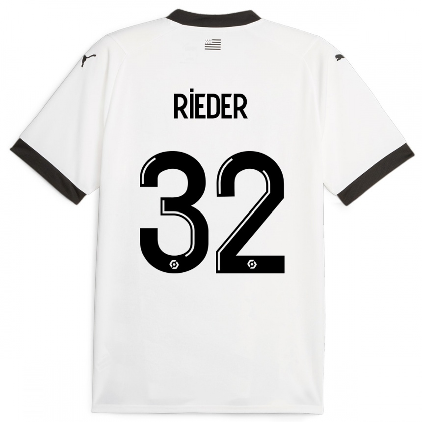 Kinder Fußball Fabian Rieder #32 Weiß Auswärtstrikot Trikot 2023/24 T-Shirt Luxemburg