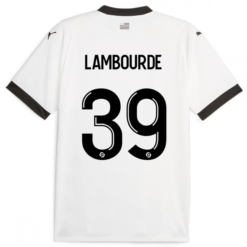 Kinder Fußball Mathis Lambourde #39 Weiß Auswärtstrikot Trikot 2023/24 T-Shirt Luxemburg