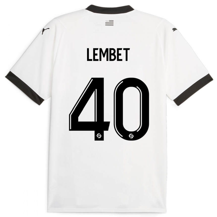 Kinder Fußball Geoffrey Lembet #40 Weiß Auswärtstrikot Trikot 2023/24 T-Shirt Luxemburg