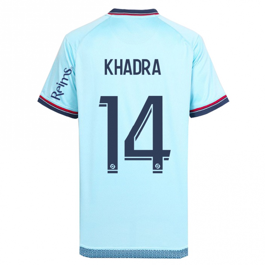 Kinder Fußball Reda Khadra #14 Himmelblau Auswärtstrikot Trikot 2023/24 T-Shirt Luxemburg