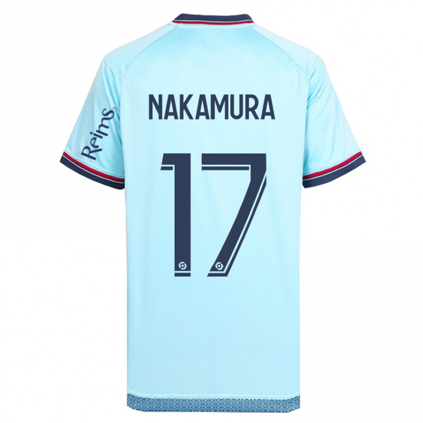 Kinder Fußball Keito Nakamura #17 Himmelblau Auswärtstrikot Trikot 2023/24 T-Shirt Luxemburg
