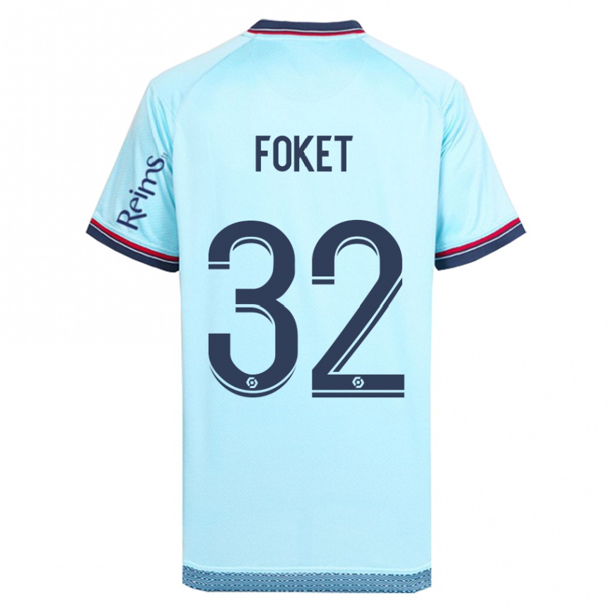 Kinder Fußball Thomas Foket #32 Himmelblau Auswärtstrikot Trikot 2023/24 T-Shirt Luxemburg