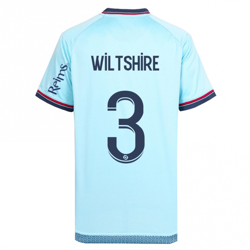 Kinder Fußball Tiernny Wiltshire #3 Himmelblau Auswärtstrikot Trikot 2023/24 T-Shirt Luxemburg