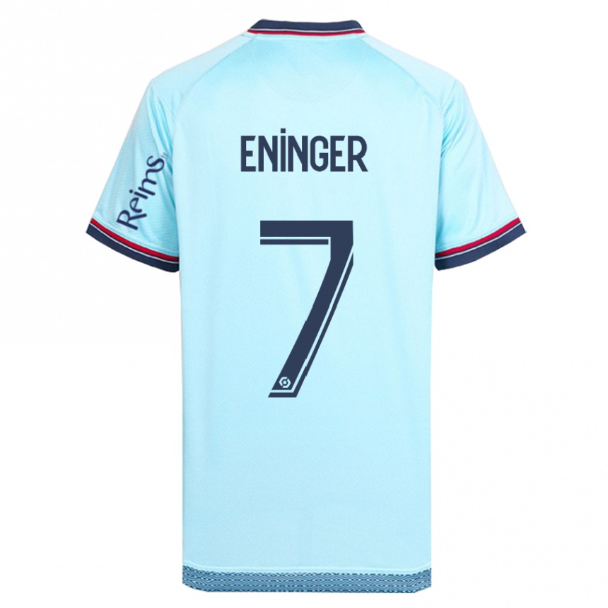 Kinder Fußball Thelma Eninger #7 Himmelblau Auswärtstrikot Trikot 2023/24 T-Shirt Luxemburg