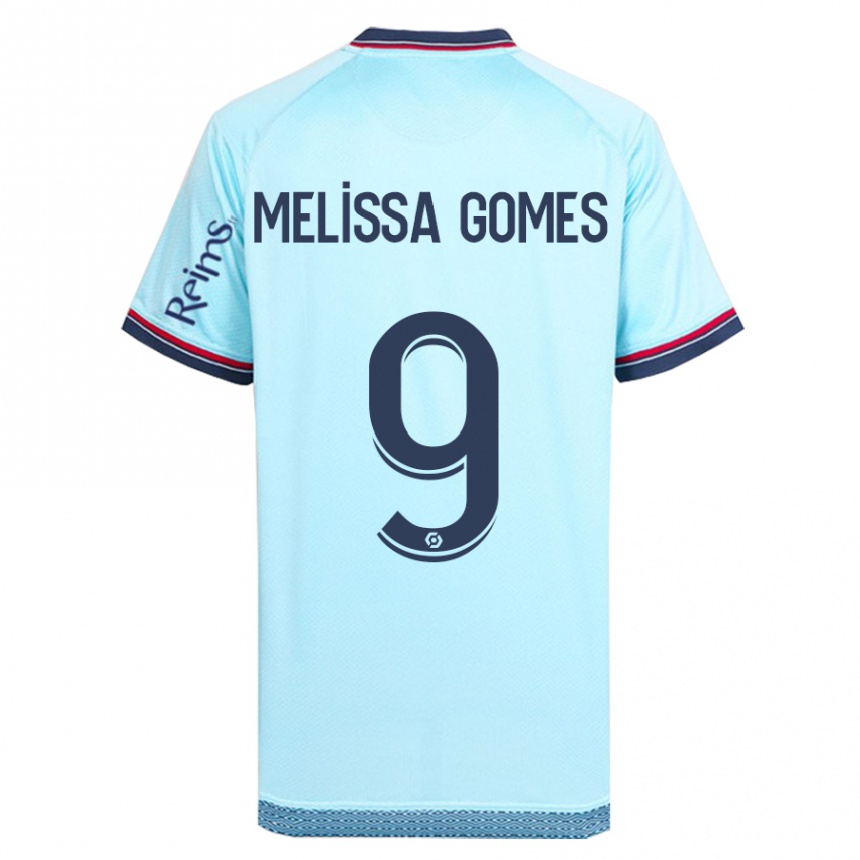 Kinder Fußball Melissa Ferreira Gomes #9 Himmelblau Auswärtstrikot Trikot 2023/24 T-Shirt Luxemburg