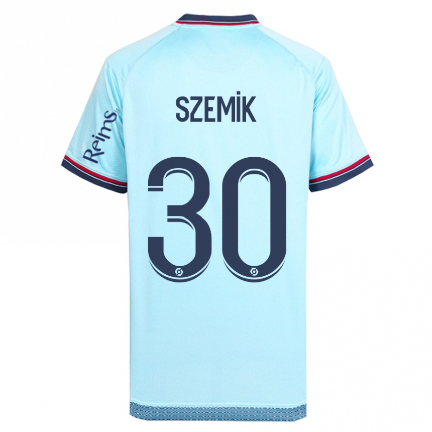 Kinder Fußball Kinga Szemik #30 Himmelblau Auswärtstrikot Trikot 2023/24 T-Shirt Luxemburg