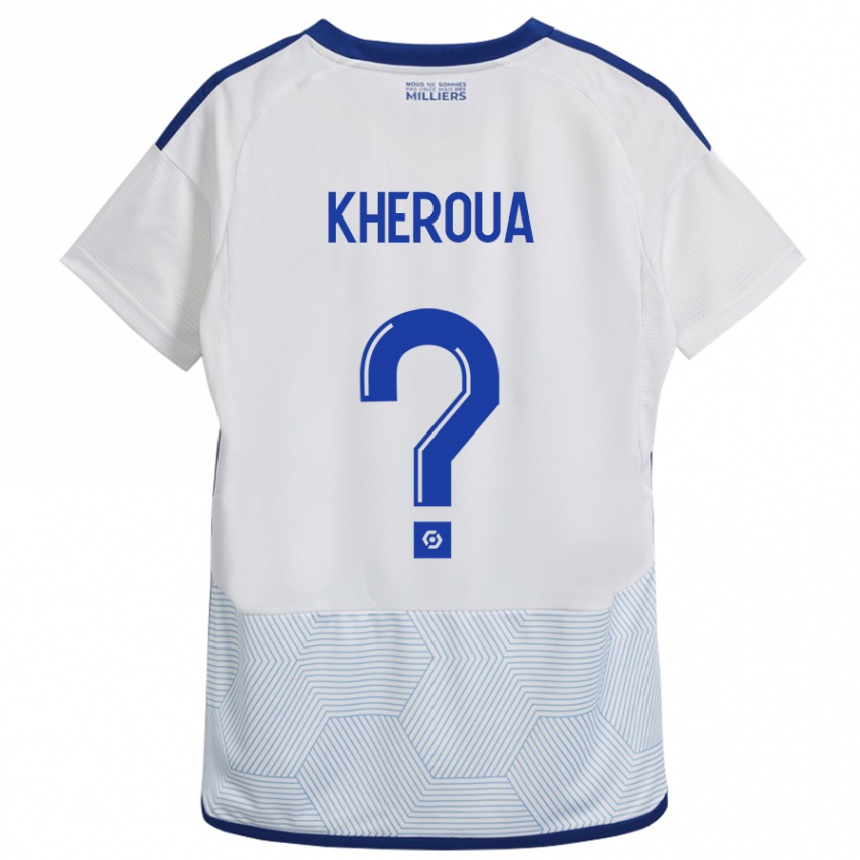 Kinder Fußball Nail Kheroua #0 Weiß Auswärtstrikot Trikot 2023/24 T-Shirt Luxemburg
