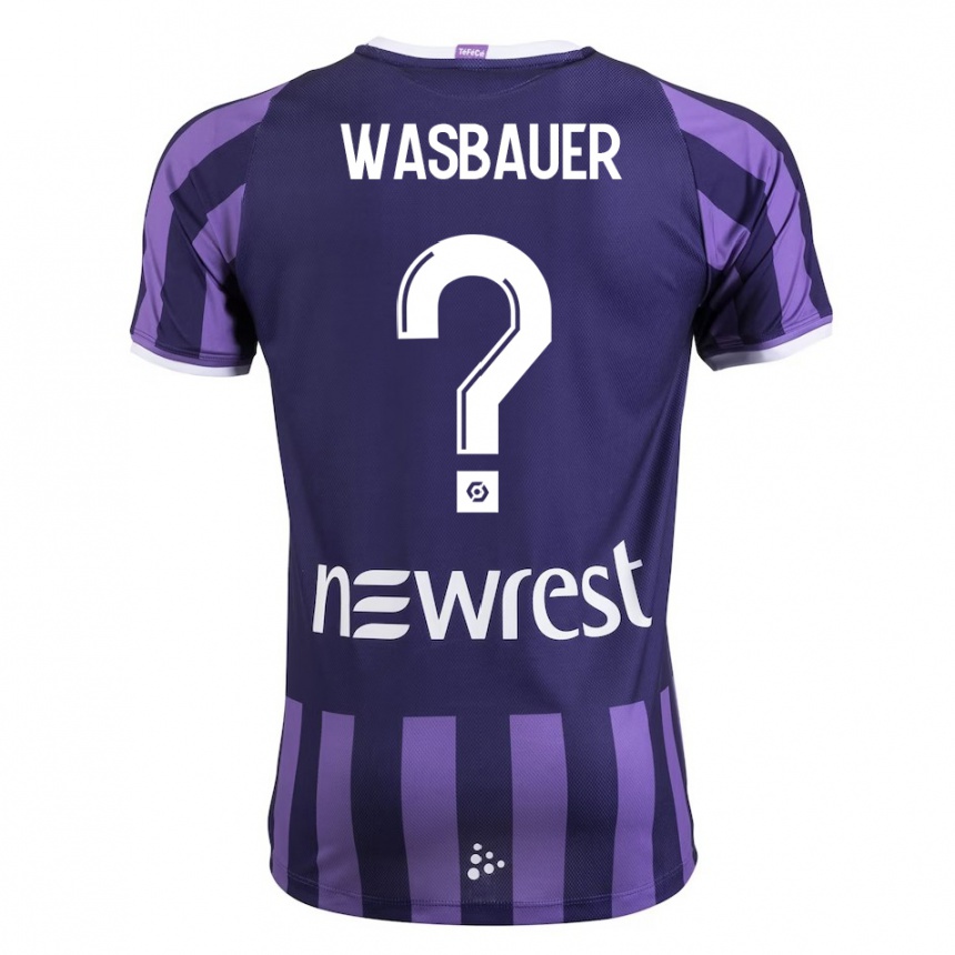 Kinder Fußball Nicolas Wasbauer #0 Lila Auswärtstrikot Trikot 2023/24 T-Shirt Luxemburg