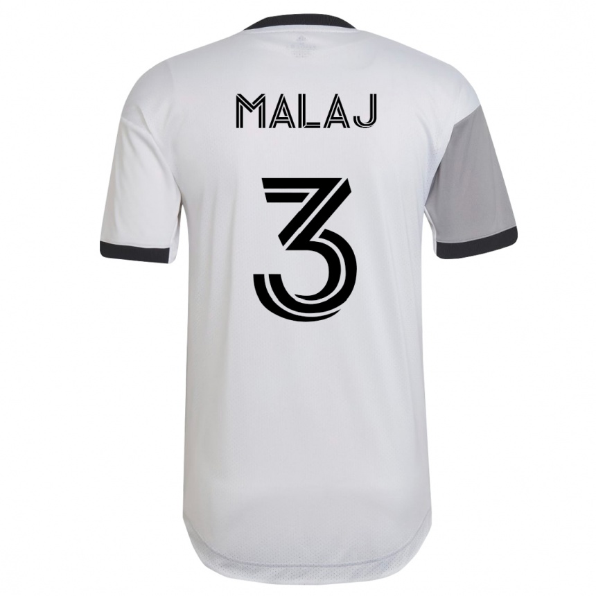 Kinder Fußball Albert Malaj #3 Weiß Auswärtstrikot Trikot 2023/24 T-Shirt Luxemburg