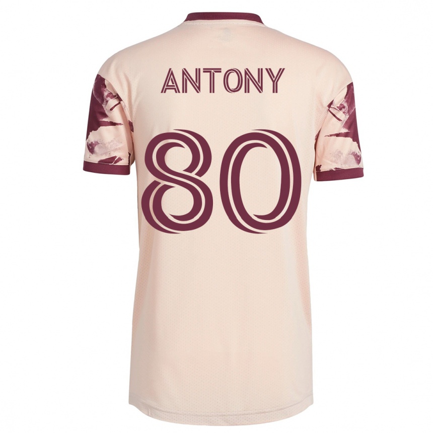 Kinder Fußball Antony #80 Cremefarben Auswärtstrikot Trikot 2023/24 T-Shirt Luxemburg
