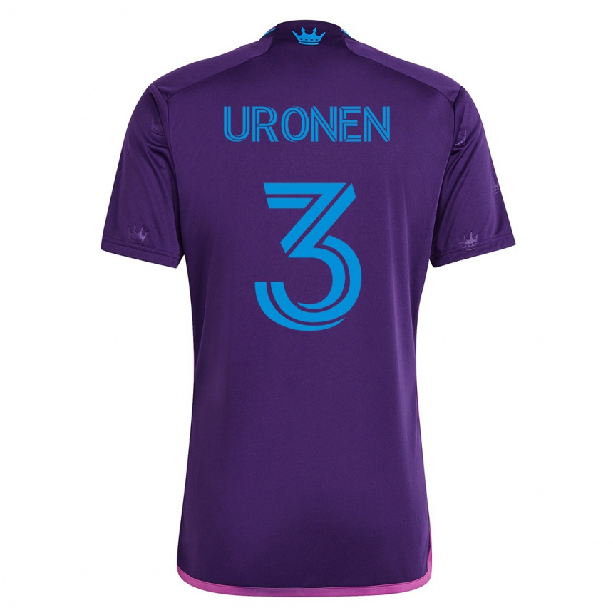 Kinder Fußball Jere Uronen #3 Violett Auswärtstrikot Trikot 2023/24 T-Shirt Luxemburg